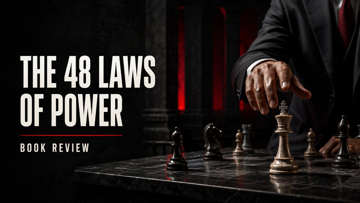 The 48 Laws of Power review cover with a strategic chess scene