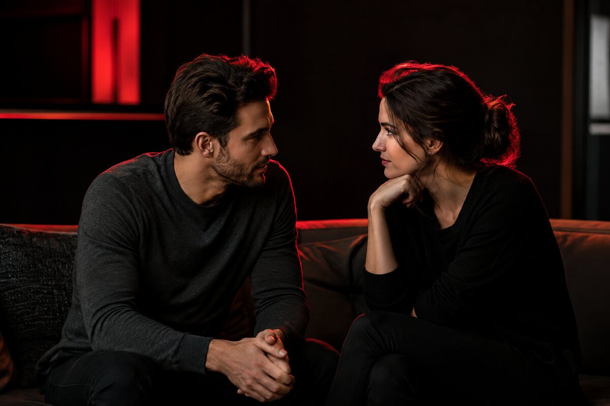 an adult couple de-escalating conflict and returning to constructive communication