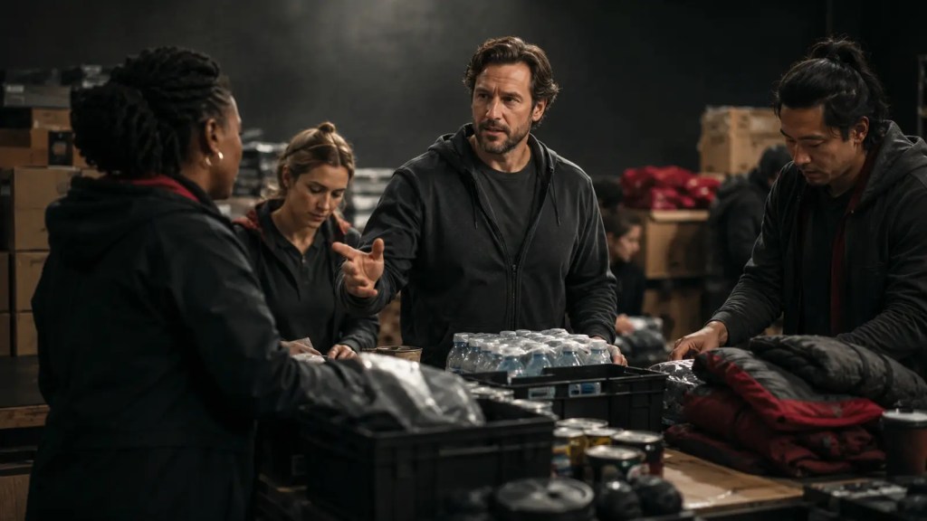 Man leading a volunteer team with calm responsibility