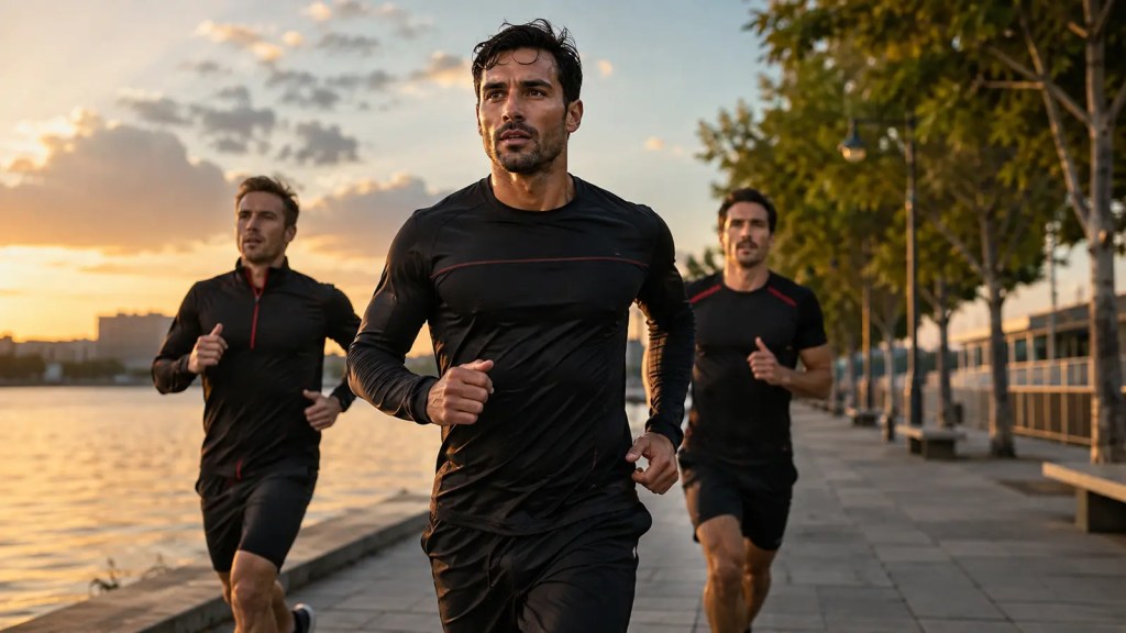 Man running with friends after rebuilding his social life