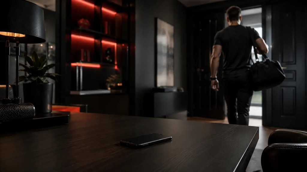 Man leaving his phone behind before going to train