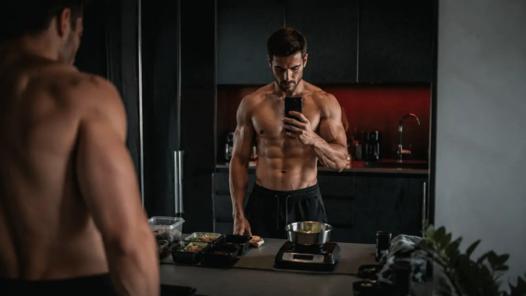 Man taking an honest physique progress photo