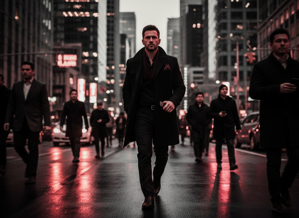 Determined man choosing action over hesitation